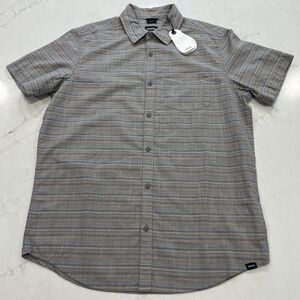 Prana New S Groveland Slim Shirt Flint Short Sleeve Button Up Organic Striped